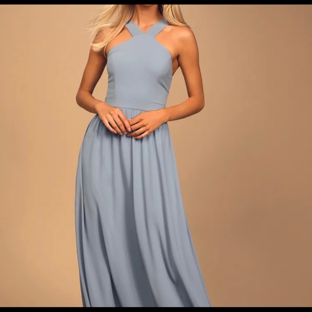 Lulu’s air of romance dress dusty blue